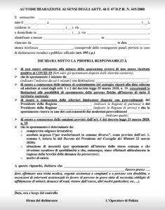 25 marzo autodichiarazione